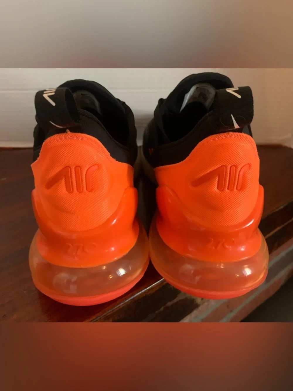 Nike Air Max 270 Black and Bright Orange Running Sneakers